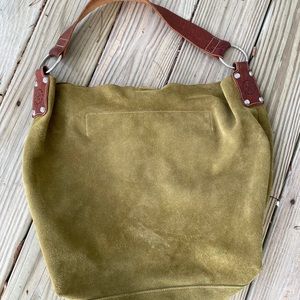 Ellington Green Suede Leather Hobo Purse